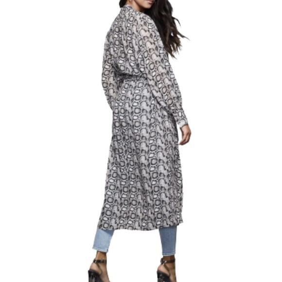 Good American Snake Print Sheer Long Sleeve Open Front Belt Duster NWT Size 4/XL - Picture 2 of 10
